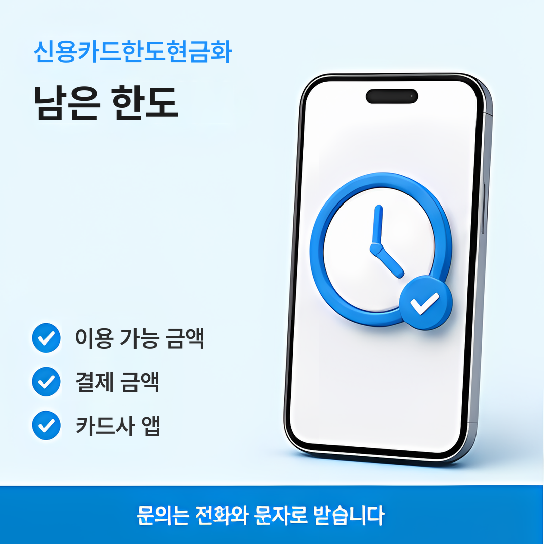 다음머니 신용카드한도현금화 남은 한도 안내